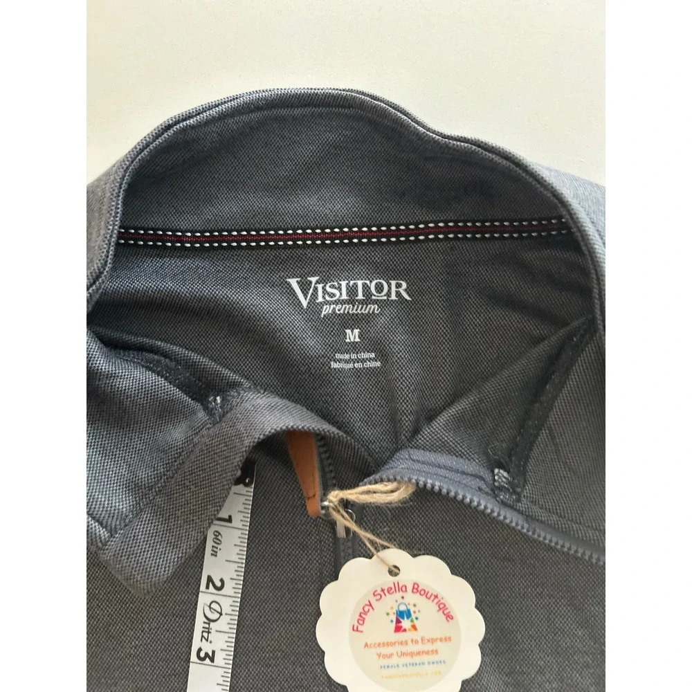 VISITOR Premium‎ Men's Charcoal Gray 1/4 Zip Long Sleeve Pullover Shirt Size M - Picture 7 of 9